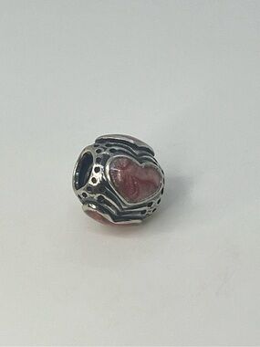 Pandora 925 ALE Pink Enamel Rose Hearts Charm Bead Retired | 790591EN28